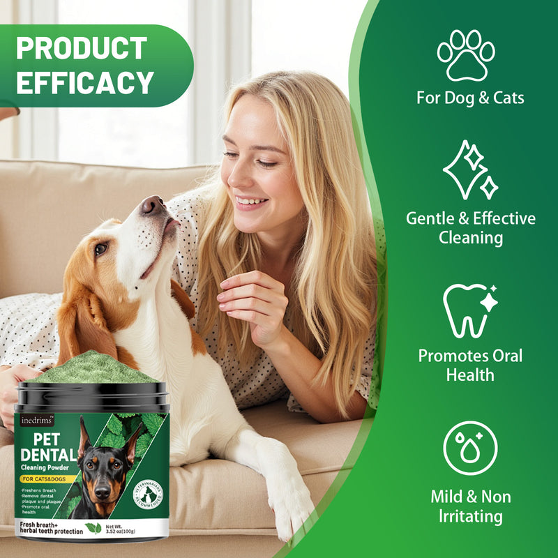 Natural Dog Teeth Cleaning Powder with Green Tea and Probiotics