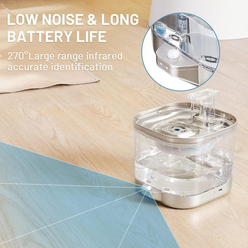 Wireless Smart Pet Water Dispenser Stainless Steel Automatic Filtration