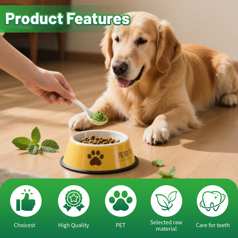 Natural Dog Teeth Cleaning Powder with Green Tea and Probiotics