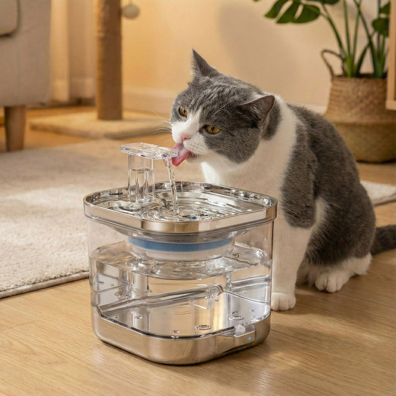 Wireless Smart Pet Water Dispenser Stainless Steel Automatic Filtration